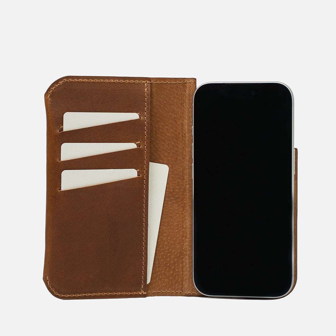 Luxusní kožené pouzdro typu Folio pro iPhone 17 s MagSafe – Minimalist 1.0