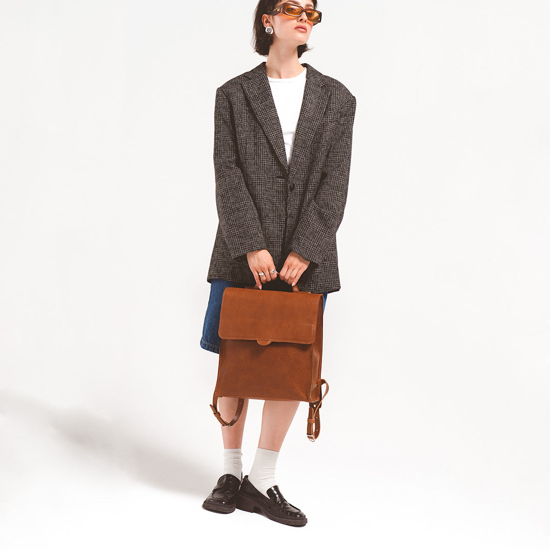 Leather Backpack - Fibonacci (Brown)-3