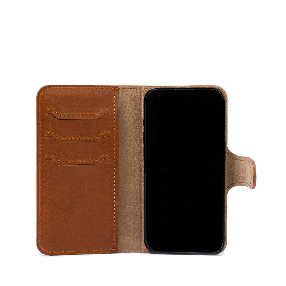 Luxusní kožené pouzdro typu Folio pro iPhone 16 s MagSafe – Classic 4.0