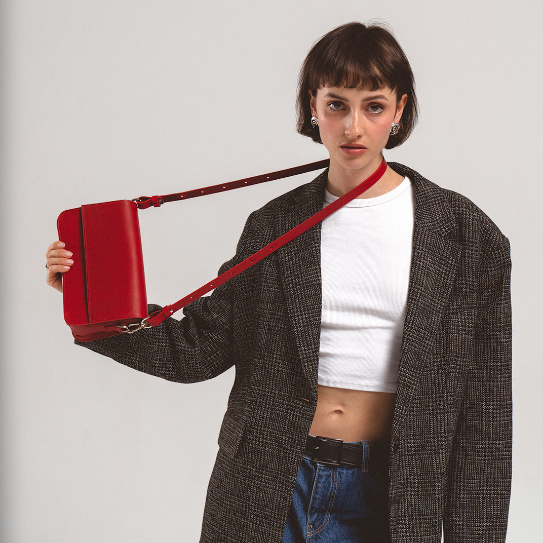 Leather Shoulder Bag - Curie  (Brown)-3