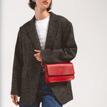 Leather Shoulder Bag - Curie  (Camel)-3