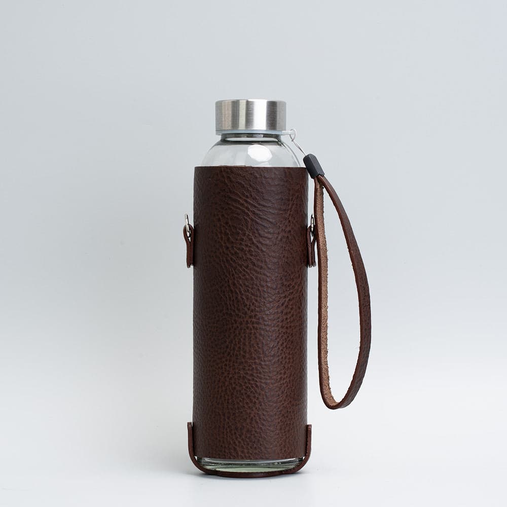 Kožený držák na láhev se skleněnou lahví – Eco-Luxury Edition