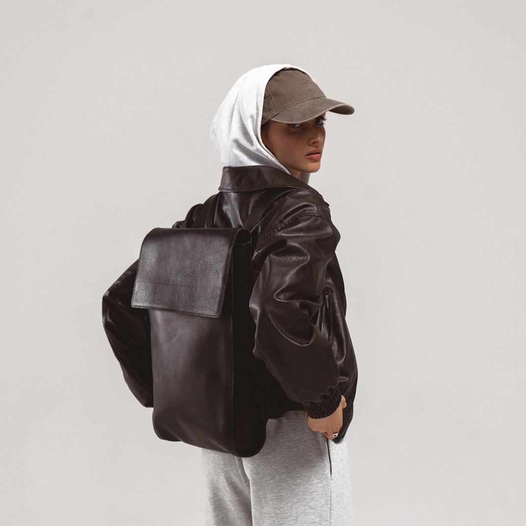 Leather laptop backpack - The Minimalist (Tan)-4