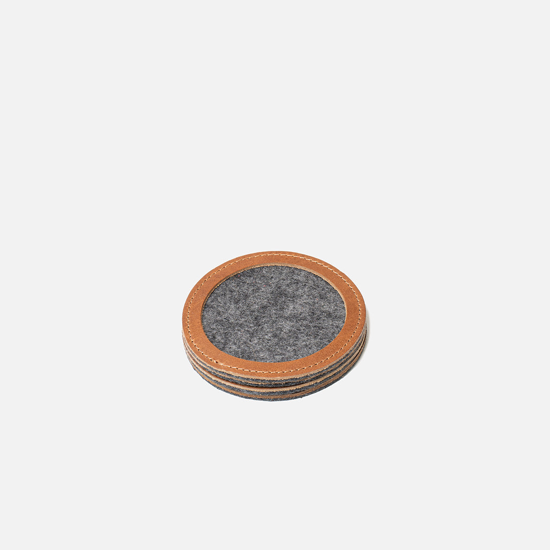 Wool Felt Coaster w/ Leather Rim-4